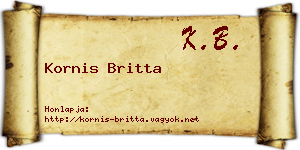 Kornis Britta névjegykártya